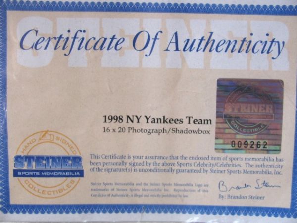 1998 NY YANKEES TEAM SIGNED PICTURE + DAVID WELLS PERFECT GAME BALL- w/STEINER LOA