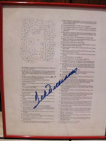 1991 TED WILLIAMS SIGNED COMMEMORATIVE FOLDER  w/JSA LOA