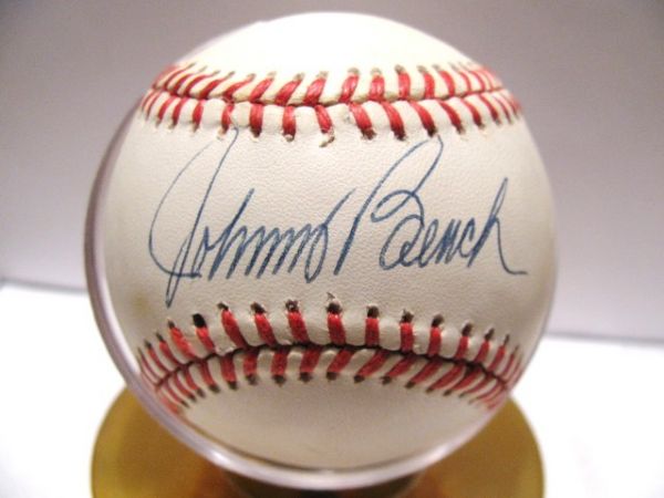 JOHNNY BENCH SIGNED BASEBALL w/JSA COA