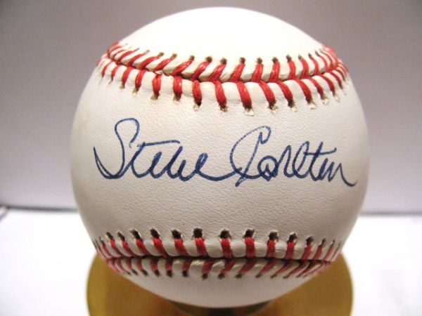 STEVE CARLTON SIGNED BASEBALL w/JSA COA