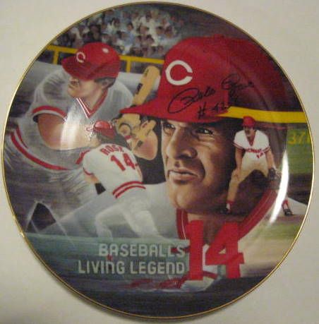 PETE ROSE SIGNED PLATE w/JSA COA