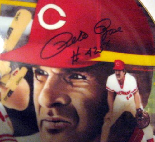 PETE ROSE SIGNED PLATE w/JSA COA