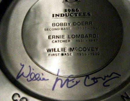 1986 HALL OF FAME PEWTER PLATE SIGNED BY WILLIE MCCOVEY w/JSA COA