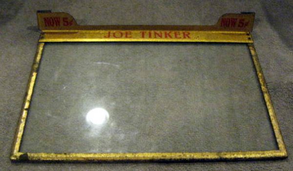 VINTAGE JOE TINKER CIGAR STORE DISPLAY GLASS TOP