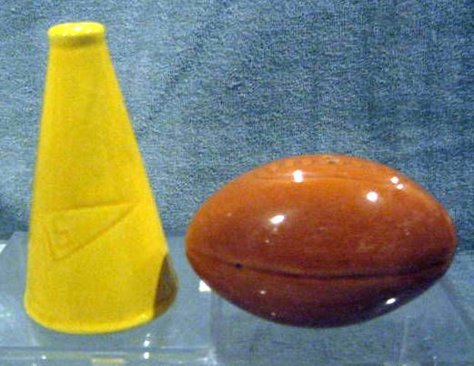 VINTAGE FOOTBALL & MEGAPHONE SALT & PEPPER SHAKERS