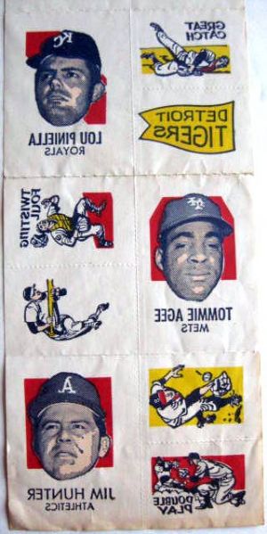 1971 TOPPS BASEBALL TATTOOS - SHEET #9 w/AARON