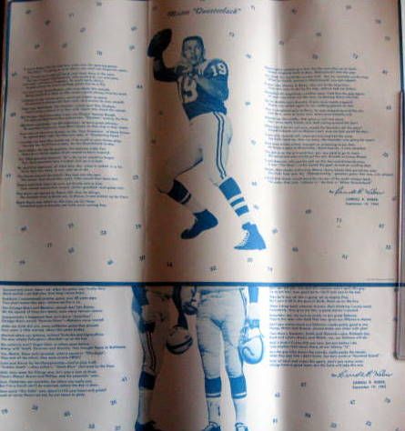 1965 BALTIMORE COLTS PLAYER PLACE MATS- 2 w/UNITAS