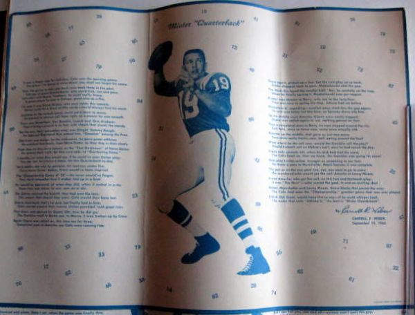 1965 BALTIMORE COLTS PLAYER PLACE MATS- 2 w/UNITAS