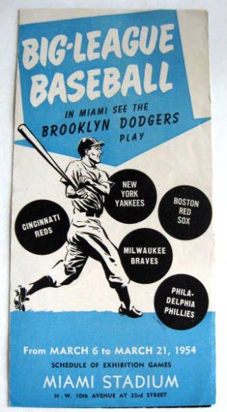 1952 & 1954 BROOKLYN DODGERS SPRING TRAINING SCHEDULES