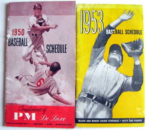 50's BASEBALL SCHEDULE BOOKLETS - 9 DIFFERENT