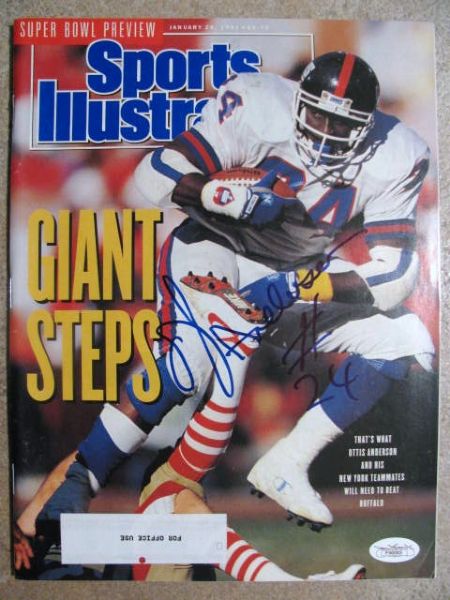 OTTIS ANDERSON # 24 SIGNED SPORTS ILLUSTRATED SUPER BOWL PREVIEW EDITION W/ JSA COA