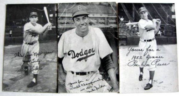 1952 BROOKLYN DODGERS PLAYER POST CARD /SCHEDULE LOT - 3