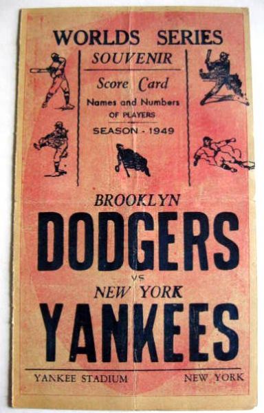 VINTAGE BROOKLYN DODGERS/NEW YORK YANKEES  WORLD SERIES SCORE CARDS