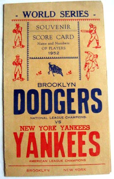 VINTAGE BROOKLYN DODGERS/NEW YORK YANKEES  WORLD SERIES SCORE CARDS