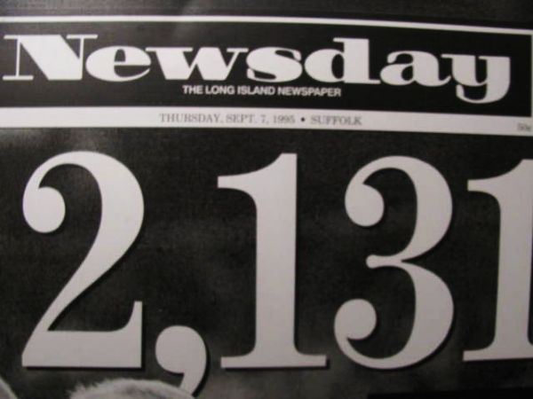 CAL RIPKEN JR 2131 NEWSPAPER PRINTING PLATE