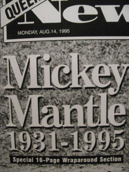 MICKEY MANTLE  DIES - 1931-1995 NEWSPAPER PRINTING PLATE