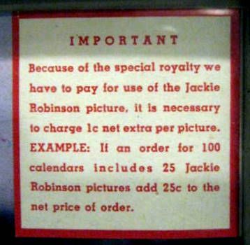 50's JACKIE ROBINSON CALENDAR PHOTO SALESMAN'S SAMPLE