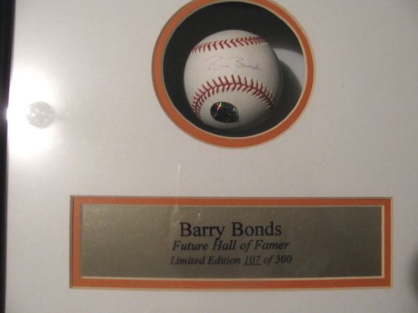 BARRY BONDS LIMITED EDITION SHADOW BOX WITH SIGNED BASEBALL / JSA COA