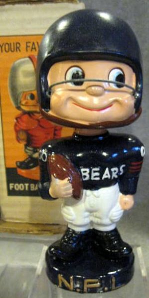 60's CHICAGO BEARS  TYPE 1 TOES-UP BOBBING HEAD w/BOX