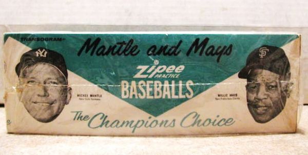 MANTLE AND MAYS UNOPENED ZIPPEE PRACTICE BALLS SET STILL SEALED