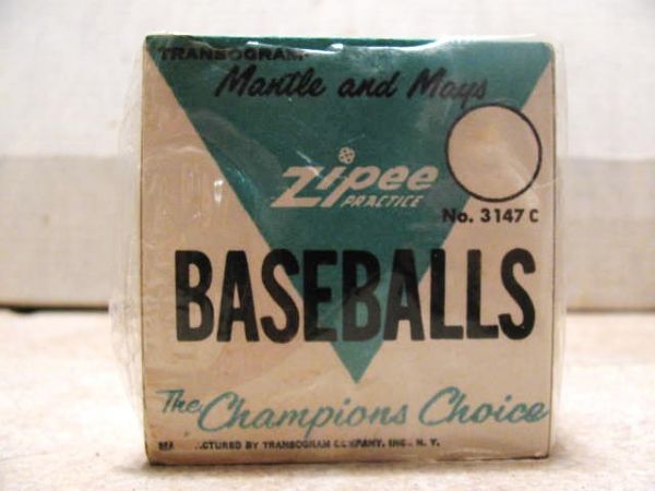 MANTLE AND MAYS UNOPENED ZIPPEE PRACTICE BALLS SET STILL SEALED