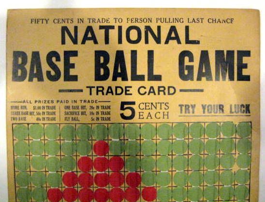 VINTAGE NATIONAL BASE BALL GAME PUNCH BOARD