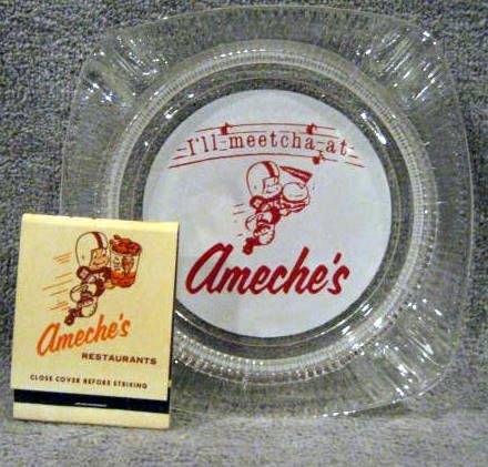 VINTAGE'ALAN AMECHE'S RESTAURANT ASH TRAY AND MATCHBOOK