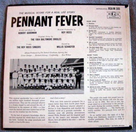 1964 BALTIMORE ORIOLES PENNANT FEVER  RECORD ALBUM