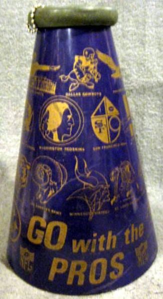 60's GO WITH THE PROS NFL MEGAPHONE- RARE COLOR VARIATION