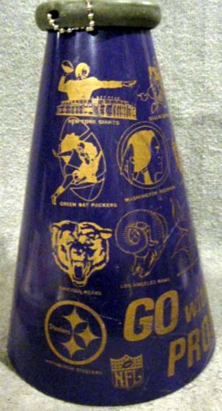 60's GO WITH THE PROS NFL MEGAPHONE- RARE COLOR VARIATION