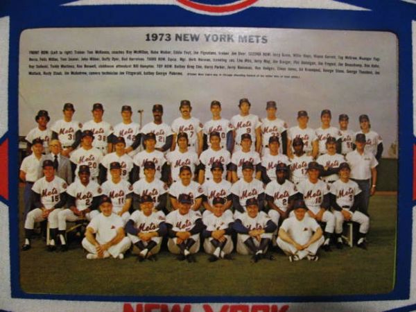 1973 NEW YORK METS NATIONAL LEAGUE CHAMPIONS TEAM PICTURE PENNANT