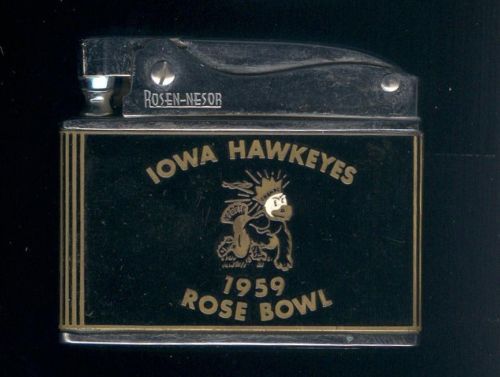 1959 ROSE BOWL IOWA HAWKEYES FOOTBALL SCHEDULE CIGARETTE LIGHTER 