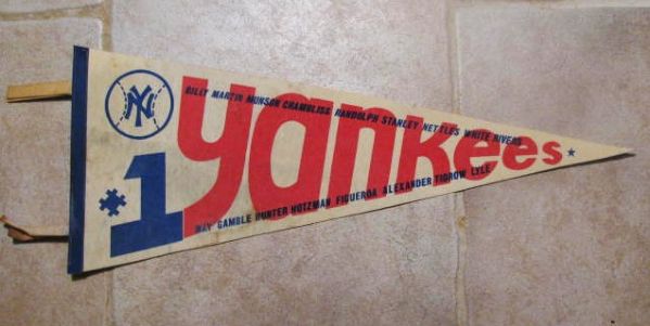 EARLY 70's NY YANKESS # 1 BASEBALL PENNANT w/ MUNSON