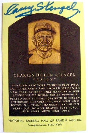 CASEY STENGEL DUAL SIGNED HALL OF FAME POST CARD