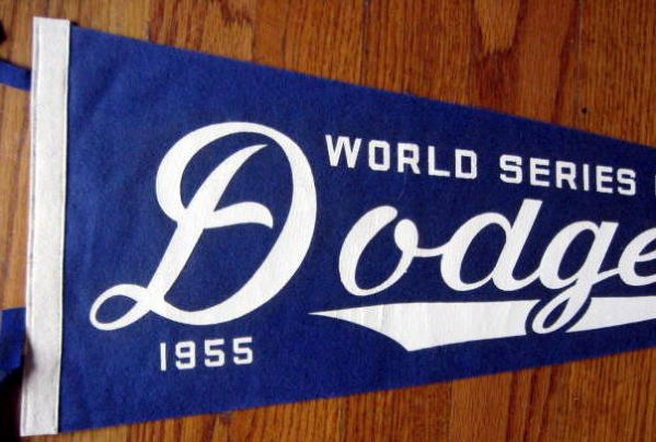 1955 BROOKLYN DODGERS WORLD SERIES PENNANT w/COA - RARE