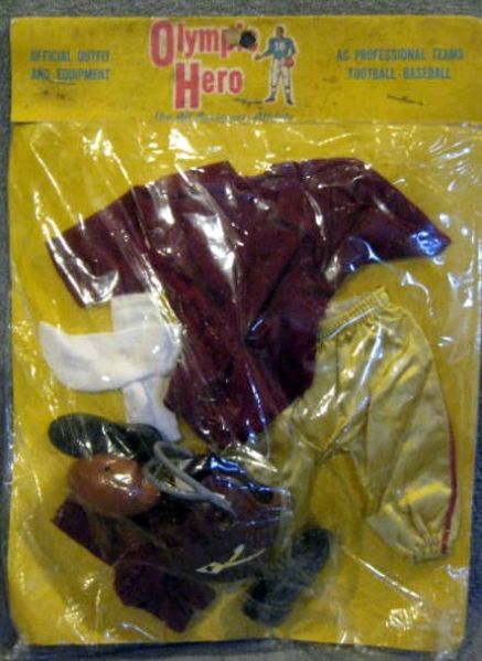 60's WASHINGTON REDSKINS JOHNNY HERO OUTFIT- SEALED ON CARD