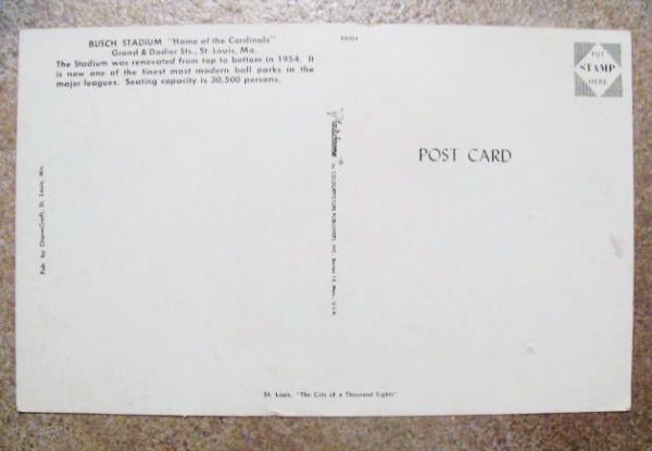 50's/60's BUSCH STADIUM ST LOUIS CARDINALS POST CARD