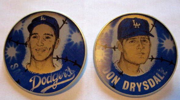 VINTAGE 60's SANDY KOUFAX & DON DRYSDALE FLICKER PINS