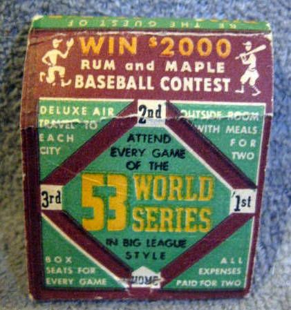 1953 WORLD SERIES MATCH BOOK