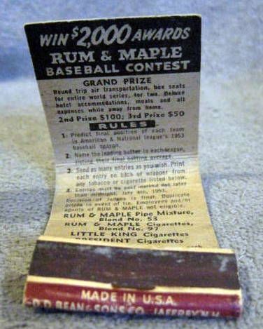 1953 WORLD SERIES MATCH BOOK