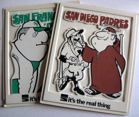 VINTAGE SAN DIEGO PADRES & SAN FRANCISCO GIANTS COCA-COLA PLAQUES