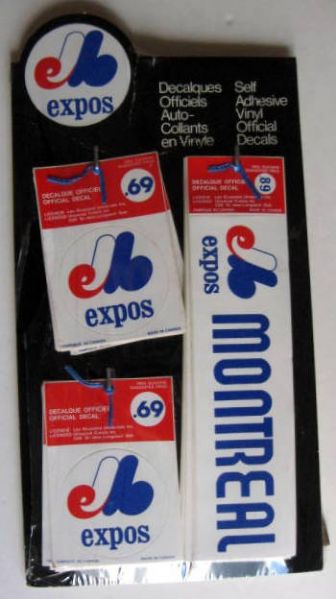 VINTAGE MONTREAL EXPOS BUMPER STICKER STORE DISPLAY