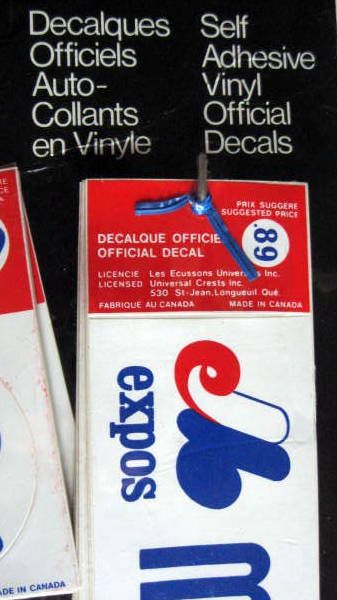 VINTAGE MONTREAL EXPOS BUMPER STICKER STORE DISPLAY