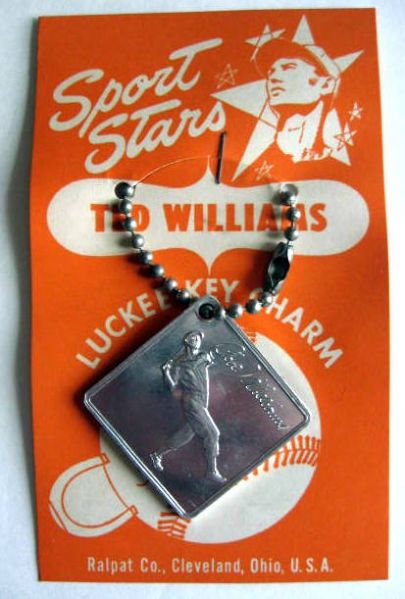 VINTAGE 50's TED WILLIAMS CHARM - MINT ON CARD