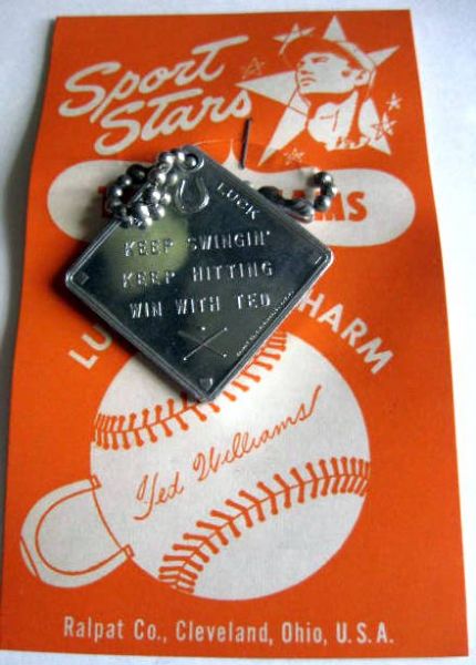 VINTAGE 50's TED WILLIAMS CHARM - MINT ON CARD