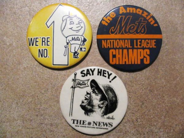 60's / 70's  NEW YORK METS BASEBALL PINS w/WILLIE MAYS