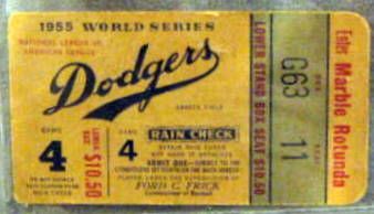 1955 WORLD SERIES TICKET STUB- DODGERS/YANKEES - PSA AUTHENTIC