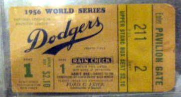 1956 WORLD SERIES TICKET STUB- YANKEES / DODGERS - PSA AUTHENTIC