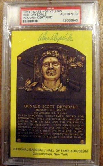 DON DRYSDALE SIGNED HALL OF FAME CARD w/PSA DNA