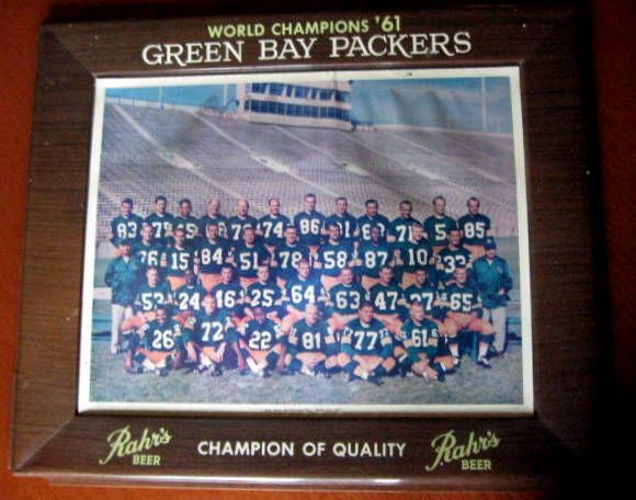 RARE -1961 GREEN BAY PACKERS WORLD CHAMPIONS ADVERTISING PLAQUE